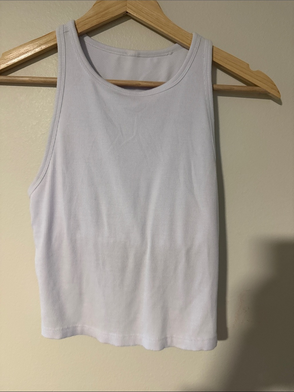 Classic White Ribbed Tank Top with built in Sports Bra